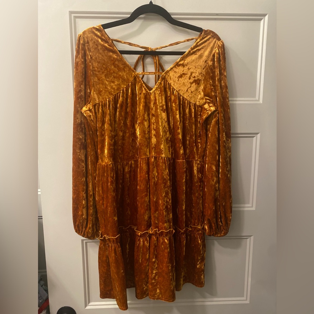 Love Colette~ Crushed Velvet Orange Dress